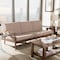 Baxton Studio Venza Walnut Wood Light Brown Upholstered 3-Seater Sofa 140-7557 - alternate 4